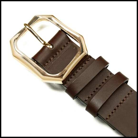 Genuine Buffalo Leather Belt with Gold Buckle, Size Medium main image 4